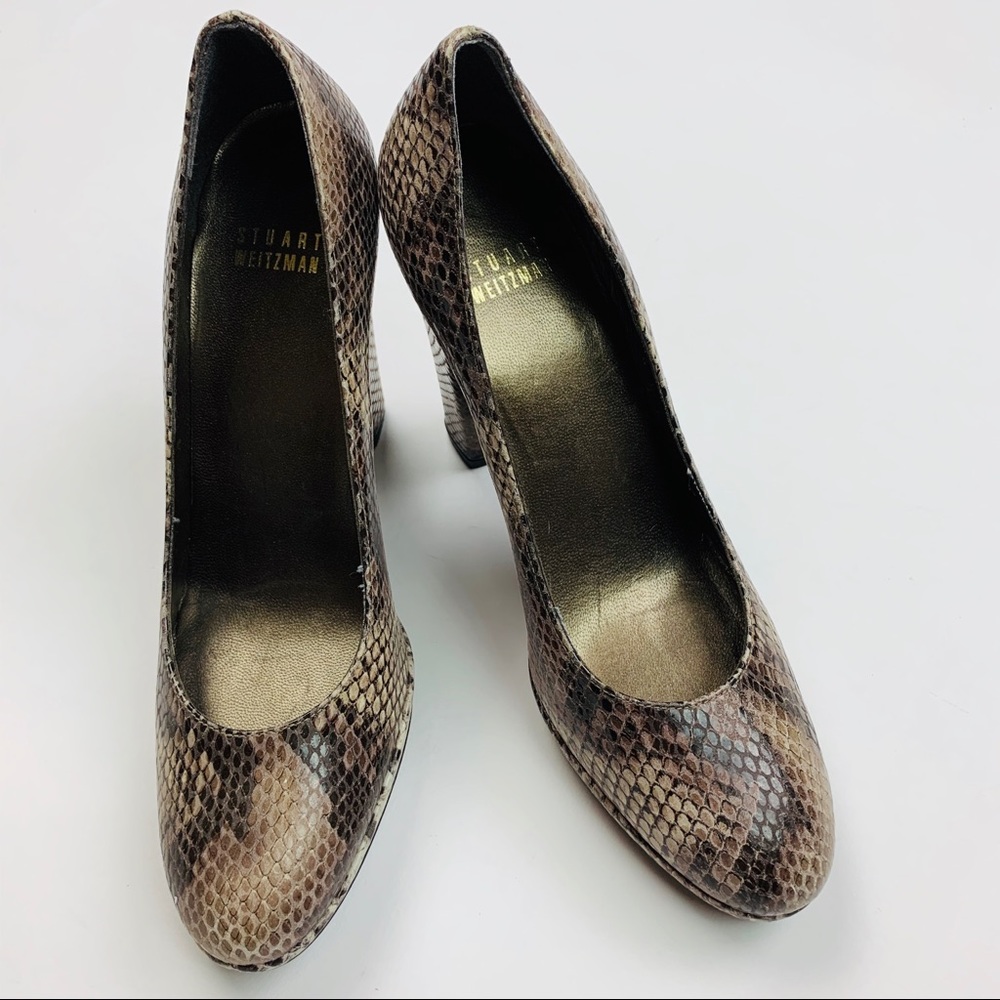 Stuart Weitzman Snake Print Heels Sz 6.5